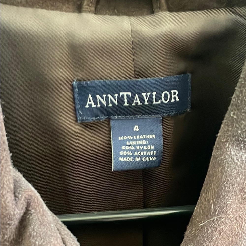 Ann Taylor Brown Blazer Leather - Picture 2 of 7